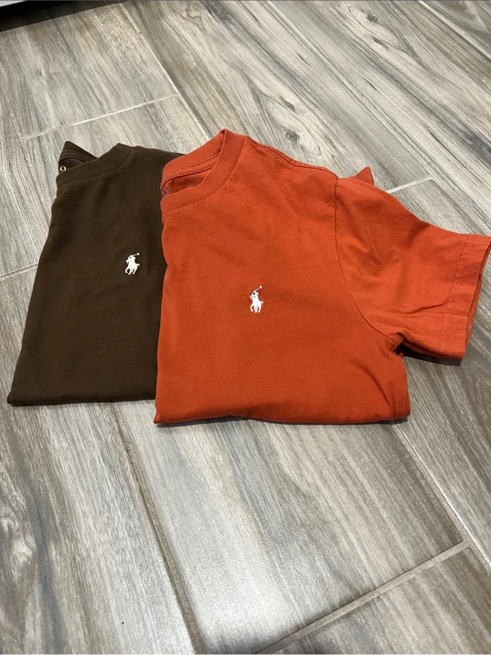 Ralph Lauren Kids Short Sleeve Tees in Rust Orange and Dark Brown